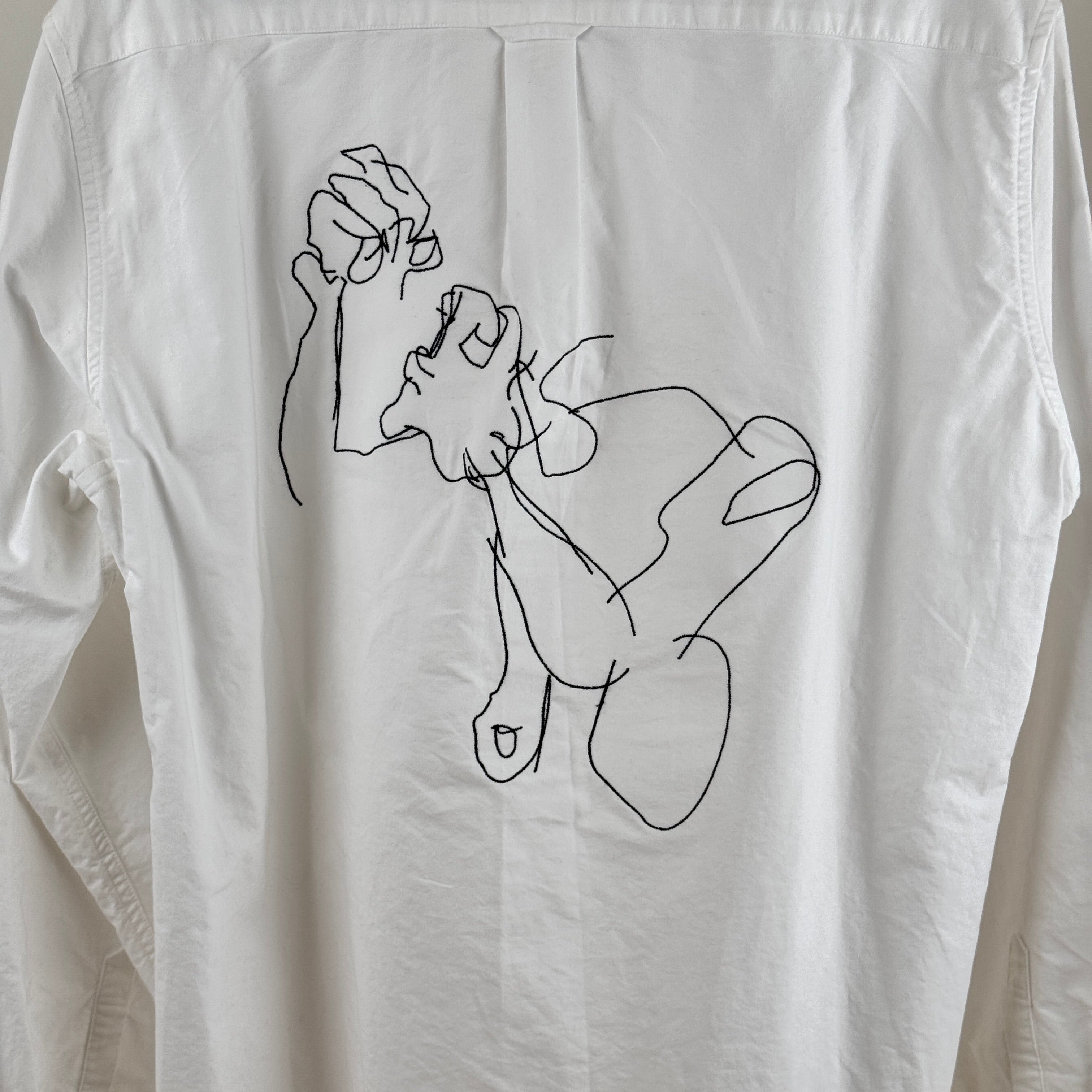 Fight Like A Girl Illustration Uniqlo Shirt - WHITE - EMBROIDERED - (Size XL)