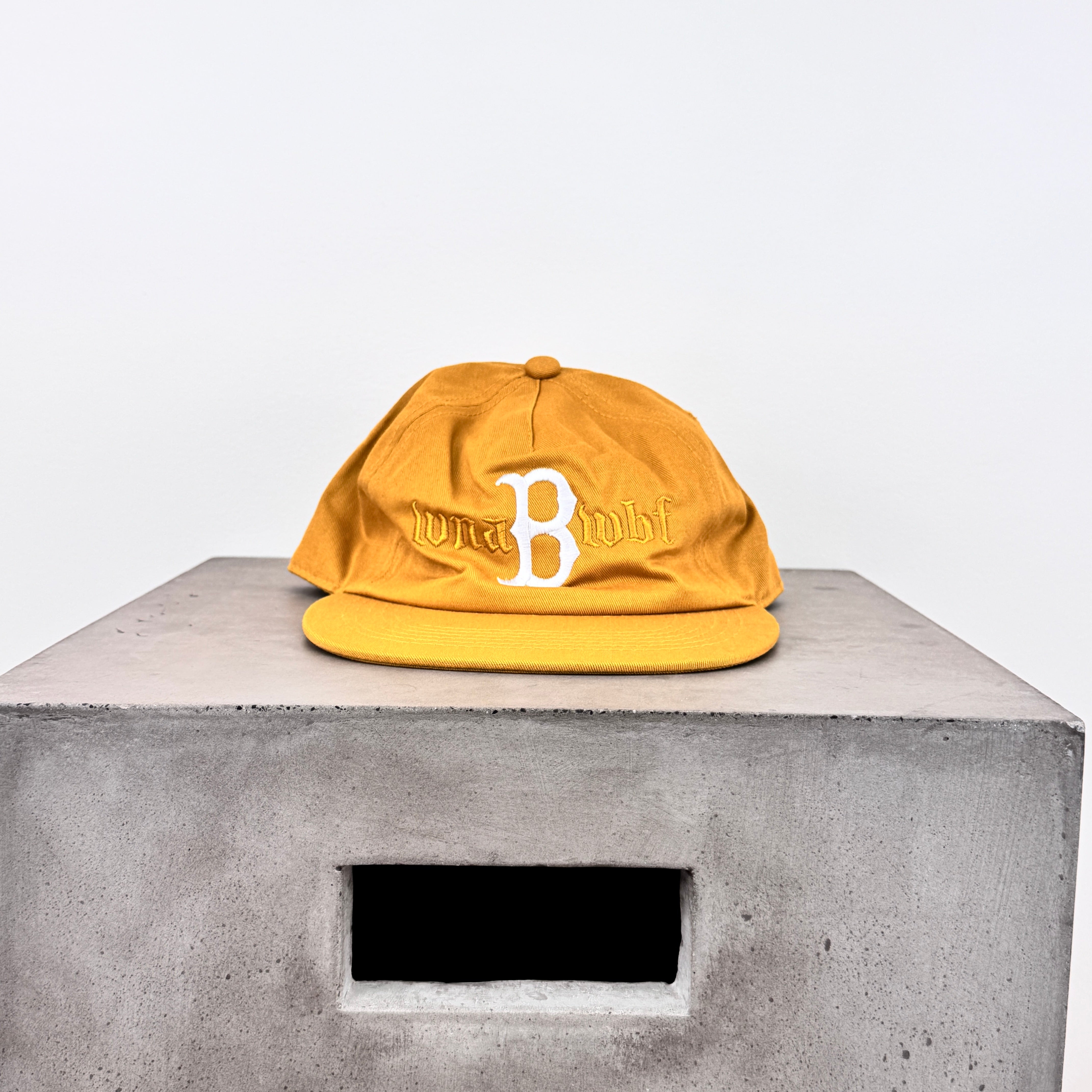 We're Not Alright But We'll Be Fine 5-Panel Snapback Cap - SAMPLE NO LABEL - MUSTARD