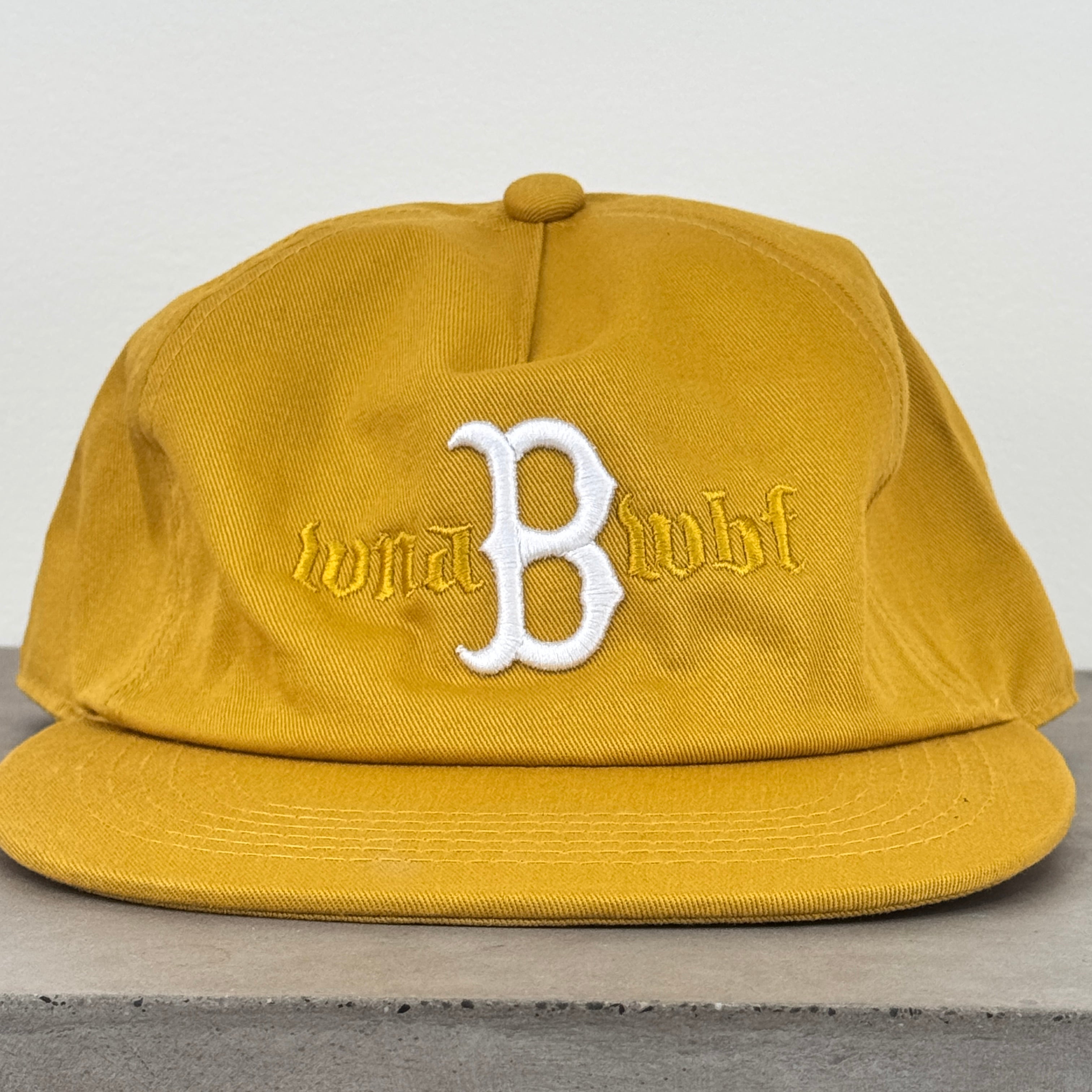 We're Not Alright But We'll Be Fine 5-Panel Snapback Cap - SAMPLE - MUSTARD