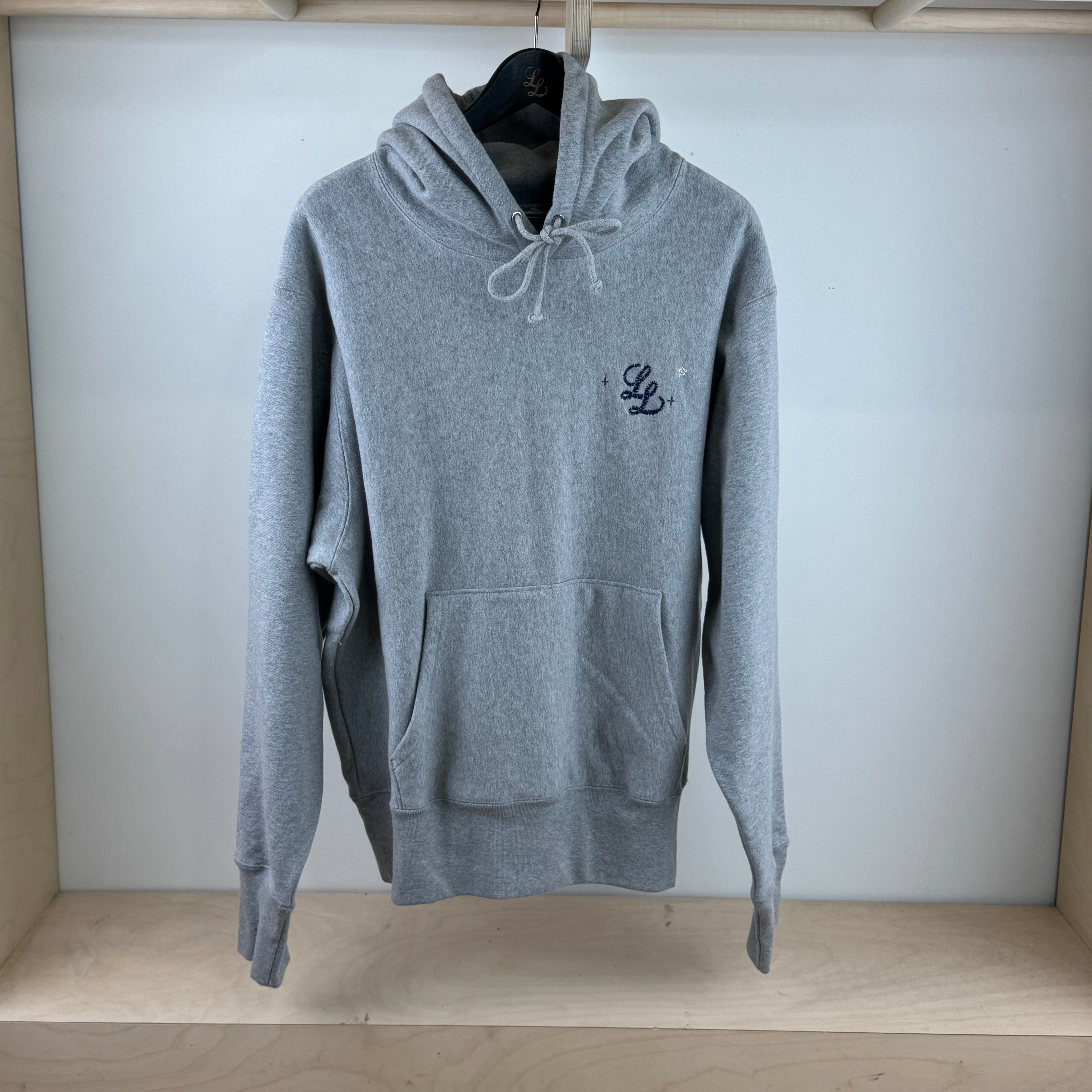 Staple LL Logo Handwork Hoodie - HEATHER GREY - Sample - (Size L)