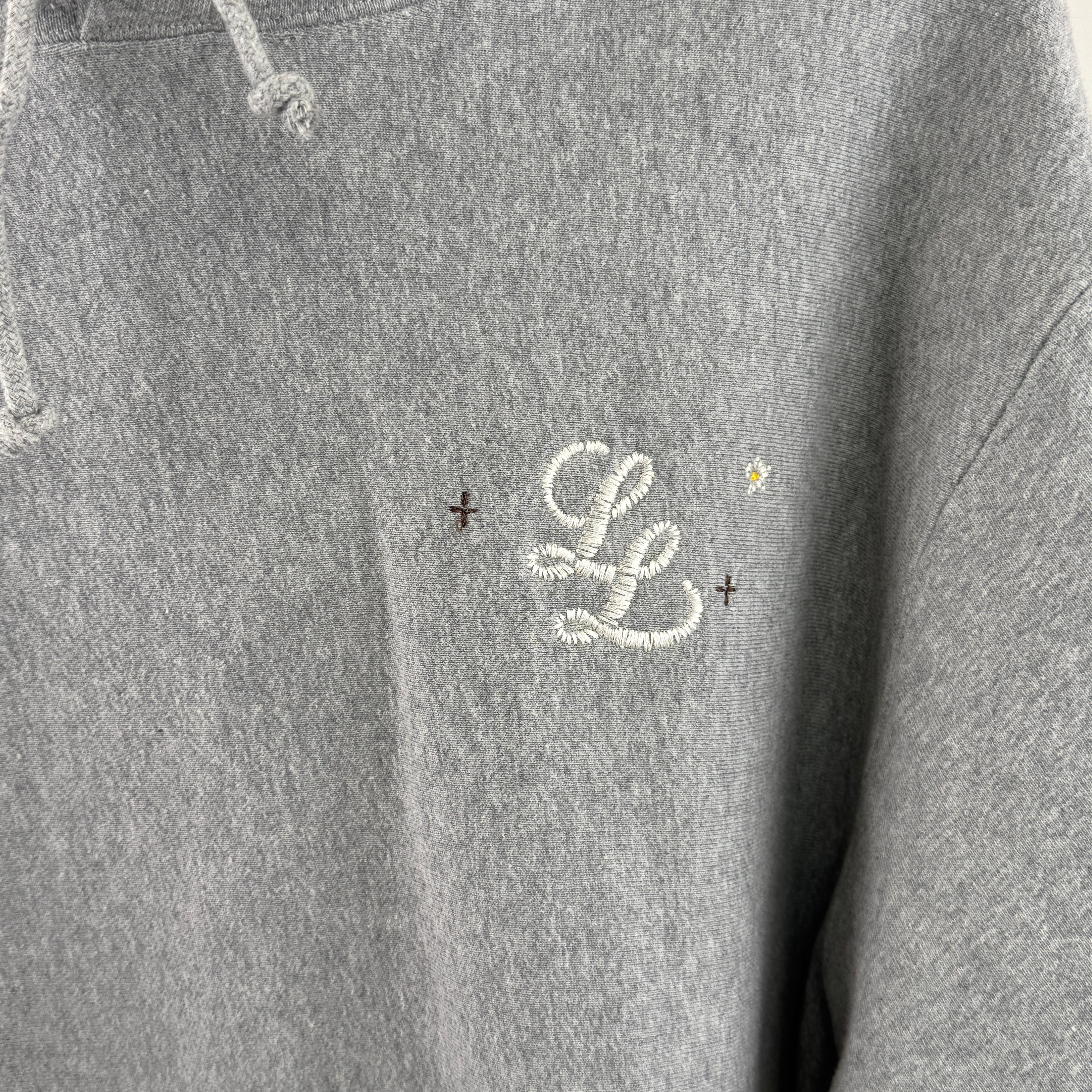 Staple LL Logo Handwork Hoodie - HEATHER GREY - Deadstock - (Size L)