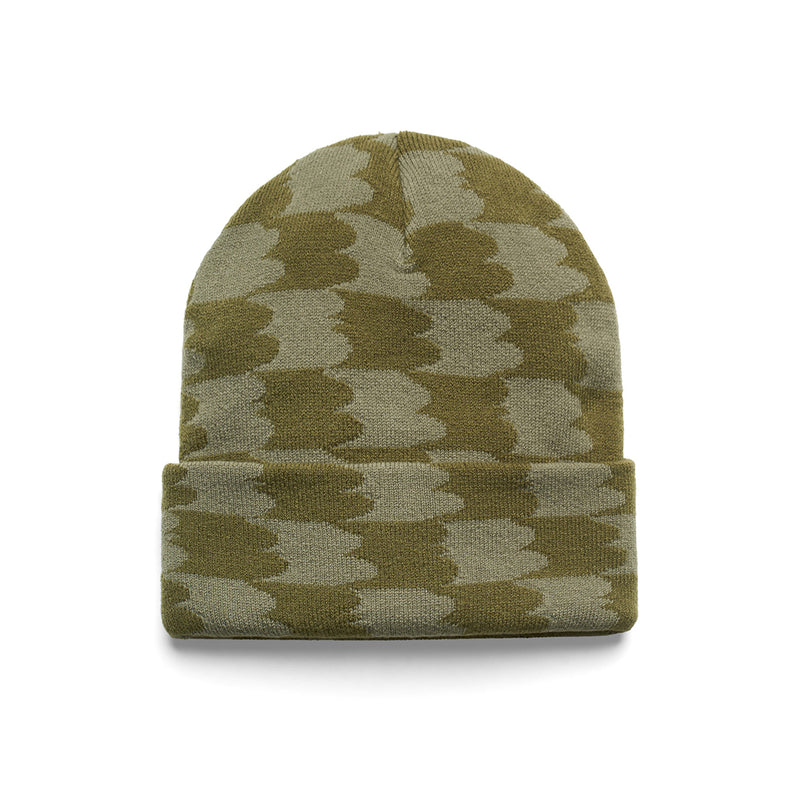 BBE MOTION CHECKER BEANIE [OLIVE SEA SPRAY]