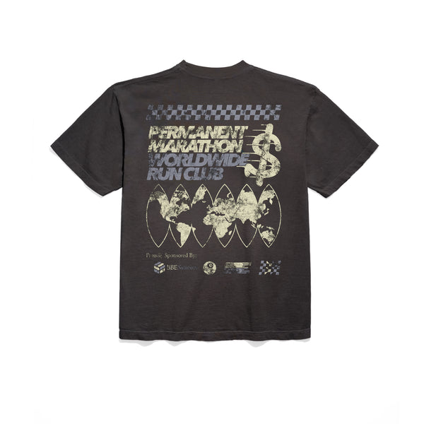 "PERMANENT MARATHON RUN CLUB" T-SHIRT [VINTAGE BLACK]