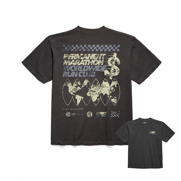 "PERMANENT MARATHON RUN CLUB" T-SHIRT [VINTAGE BLACK]