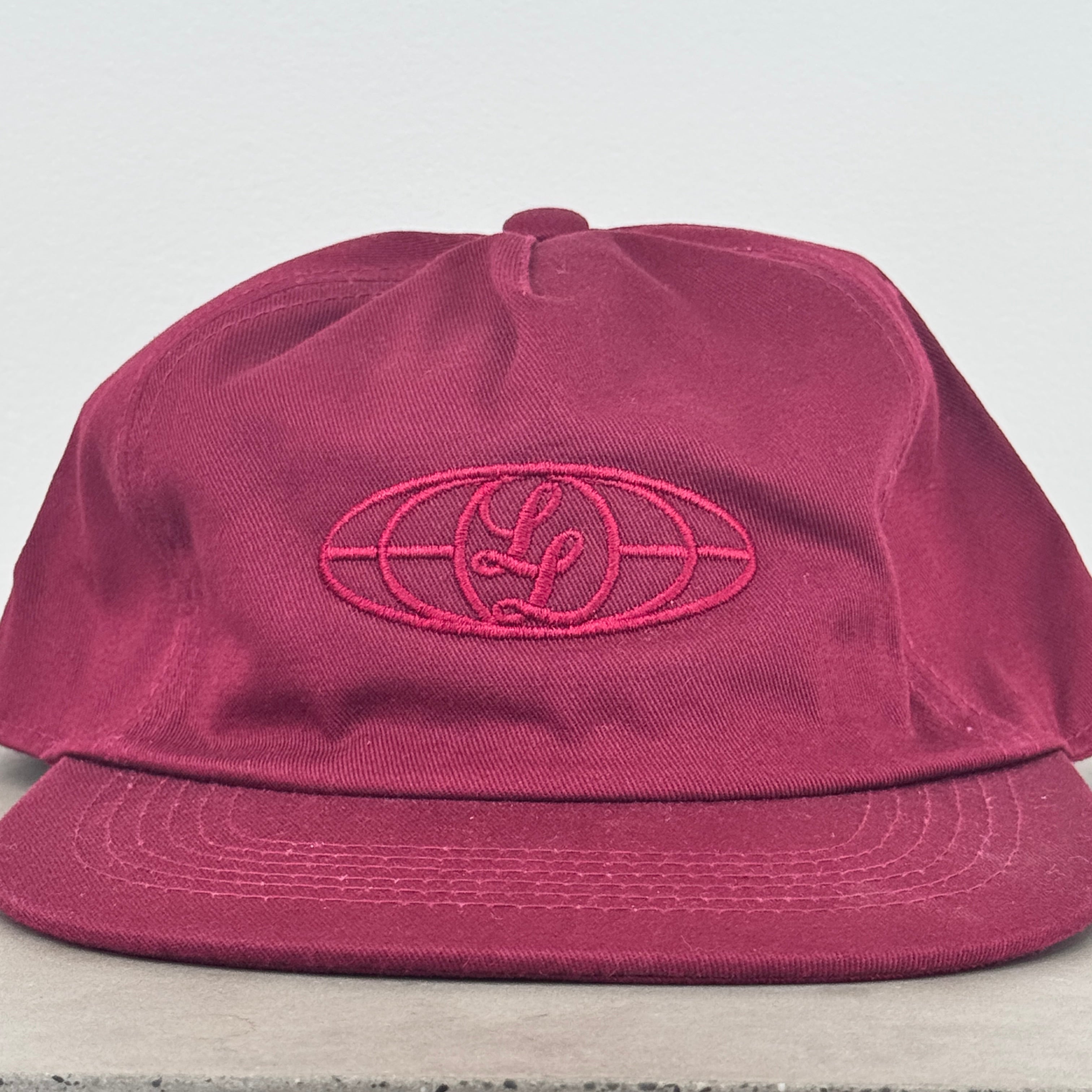 Global LL Logo 5-Panel Snapback Cap - SAMPLE - BURGUNDY