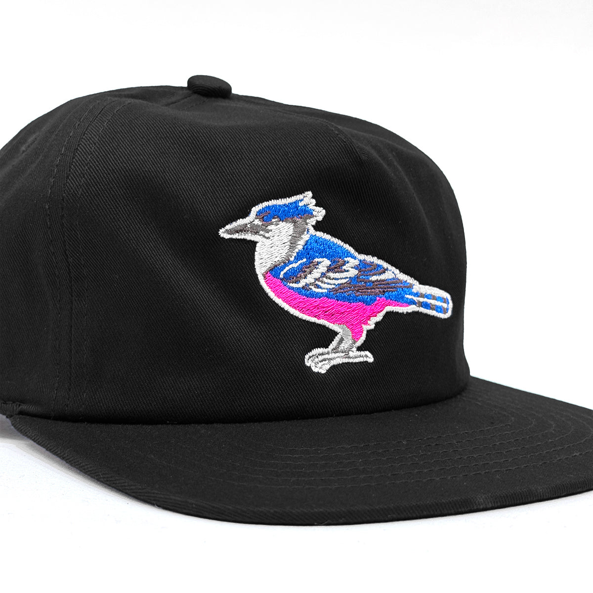 "V2 Glitch Blue Bird" 5-Panel Cap [Black]