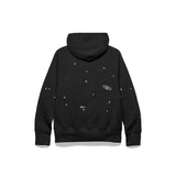 ALL OVER PRINT “HANDWORK” HOODED SWEATSHIRT [BLACK]