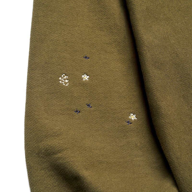 ALL OVER PRINT “HANDWORK” HOODED SWEATSHIRT [OLIVE]