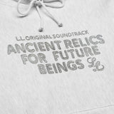 ANCIENT RELICS “PRINT EMBROIDERY” HOODED SWEATSHIRT [LIGHT HEATHER ASH]