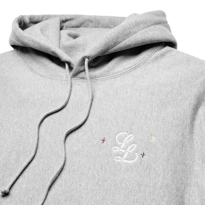 STAPLE LL LOGO “HANDWORK” HOODED SWEATSHIRT [ATHLETIC HEATHER GREY]