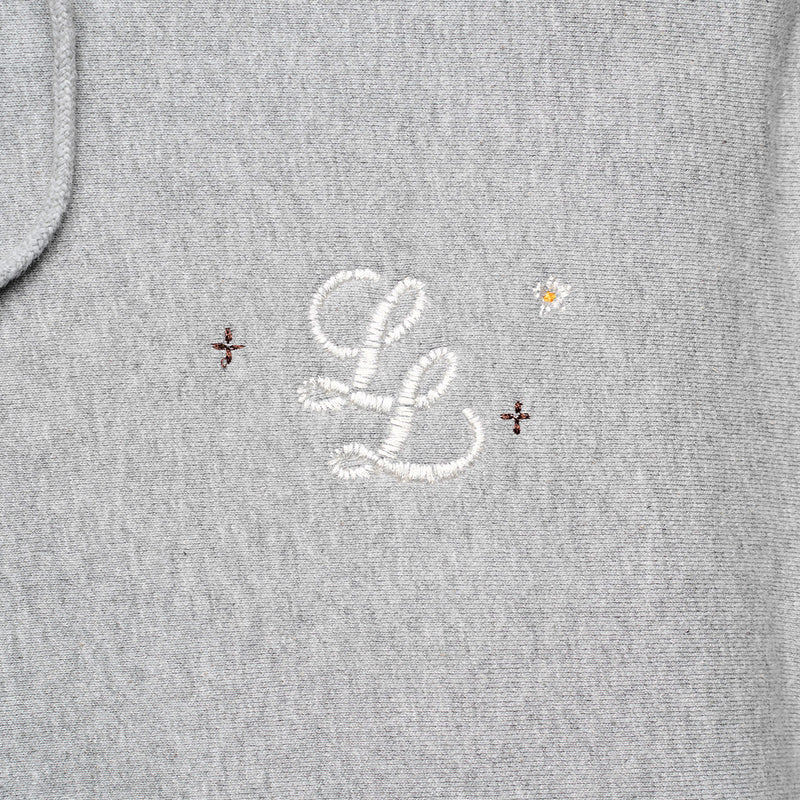 STAPLE LL LOGO “HANDWORK” HOODED SWEATSHIRT [ATHLETIC HEATHER GREY]