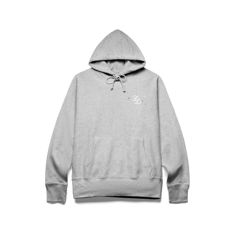 STAPLE LL LOGO “HANDWORK” HOODED SWEATSHIRT [ATHLETIC HEATHER GREY]