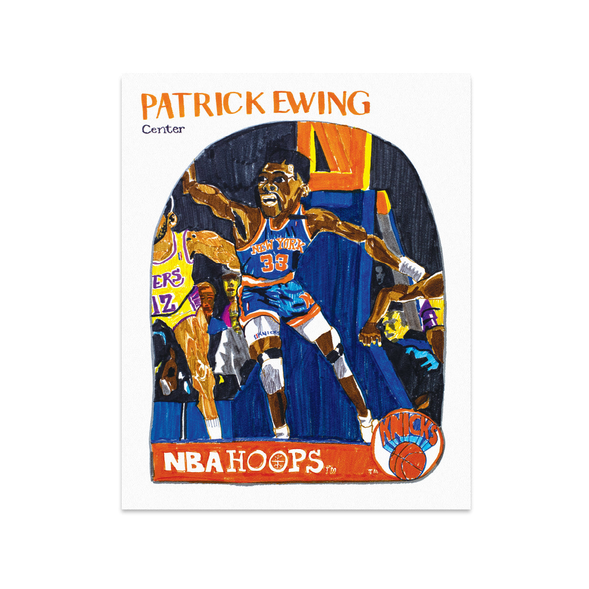 Bryan Espiritu: "Crayola Ewing" Basketball Card Giclee Print [16 x 20"]